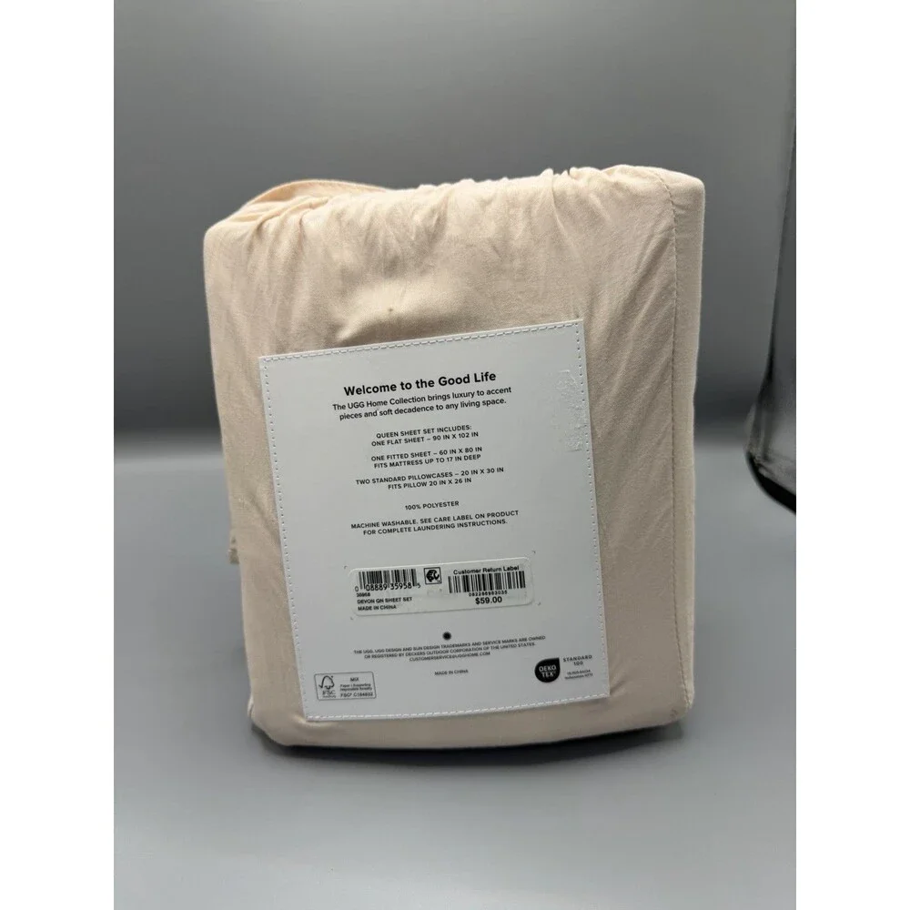 UGG Devon Sheet Set Queen 17" Deep Mattress Himalayan Salt New - Picture 2 of 3